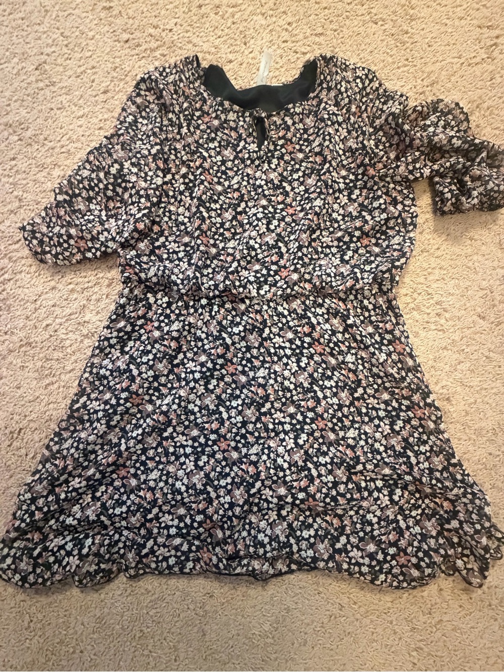 Floral Black Shear Sleeve Dress